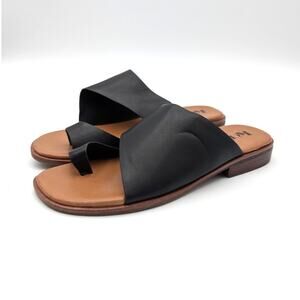 Korks Sareen Toe Loop Sandals Open Square Toe Women's Black Size US8M EU38.5